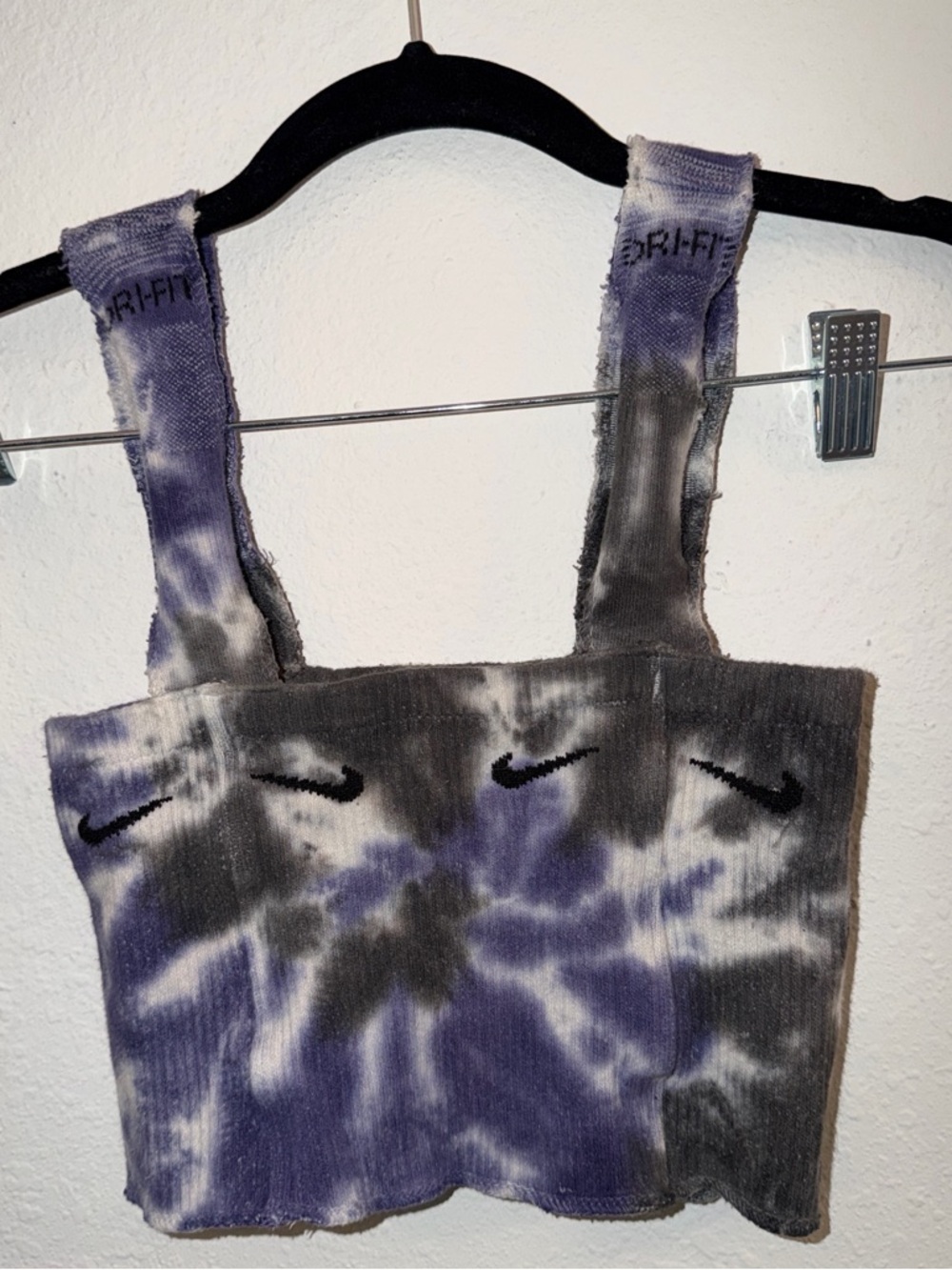 Nike Sock Tie-Dye Cropped Tank Top - Purple & Gray